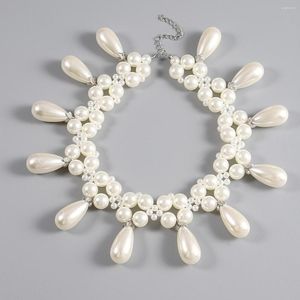 Gargantilla Dvacaman 2023, joyería elegante, collar de perlas trenzadas para boda para mujer, accesorios de imitación blancos a la moda