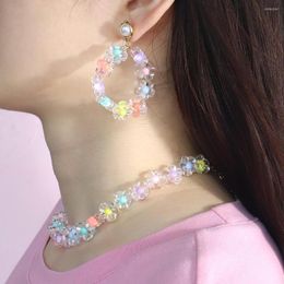 Choker Dvacaman 2023 Koreaanse Kleurrijke Transparante Acryl Bloem Ketting Voor Vrouwen Charm Star Bead Sleutelbeen Sieraden