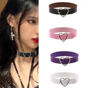 Ras du cou Egirl Punk gothique Sexy Harajuku chaîne en cuir PU coeur pendentif colliers femmes hommes cou Cool collier bijoux