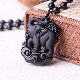 Choker uitgebreide Chinese collectie obsidiaan olifant jades gunstige amulet ketting hanger