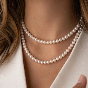 Collier ras du cou élégant en perles acryliques, couleur or, Imitation de perles en acier inoxydable pour femmes, bijoux pour fête de mariage