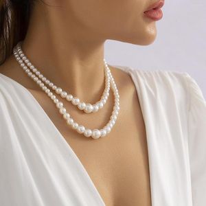 Collier ras du cou élégant pour femmes, collier de perles baroques de mariage, perles à maillons multicouches, bijoux esthétiques Punk