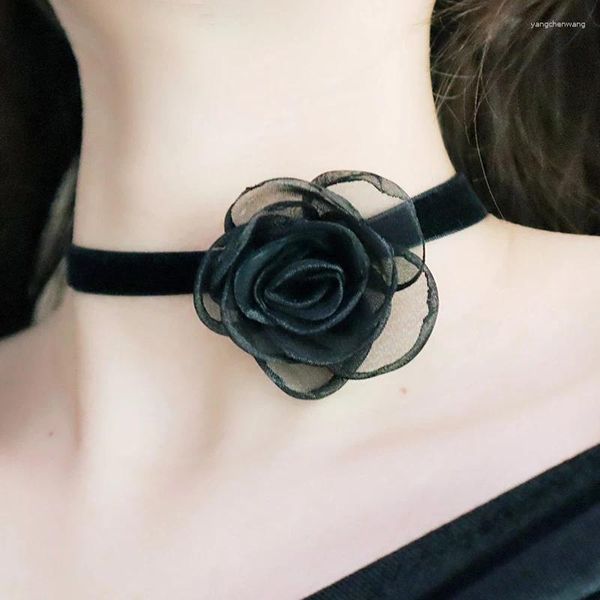 Choker Elegant Flower Lace Retro Retro Black Red Rose Party Chokers Collier Sexy Neck Band Collier Velvet Collier For Women Girl Jewelry