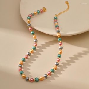 Ras du cou élégant fait à la main coloré coquille perle collier de perles 18K plaqué or classique Boho bijoux pour femmes cadeau de fête de mariage