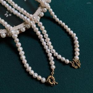 Collier ras du cou élégant collier de perles d'eau douce naturelles femmes bijoux de mariage fleur fermoir à bascule breloque petite pomme de terre