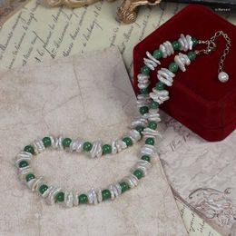 Gargantilla elegante, Collar de perlas barroco auténtico, joyería llamativa, cadena de cuentas de piedra de ágatas verdes de lujo, Collar de boda para mujer, regalo