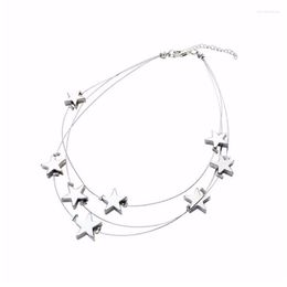 Choker elegante ster charme meerlaagse sleutelbeen ketting eenvoudige sieraden X3UD