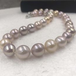 Choker {Eleispl} 11-13mm Barokke ronde Luster Real Pearl Necklace Natural Multi #22010131