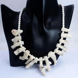 Collier ras du cou bijoux éthiopiens 20 "perles de corail en bambou de mer naturelle à la mode collier essentiel de mariée véritable collier Punk