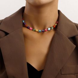 Ras du cou ethnique fait à la main couleur Zircon collier de perles pour les femmes rétro créatif Simple géométrie 2023 bijoux accessoires