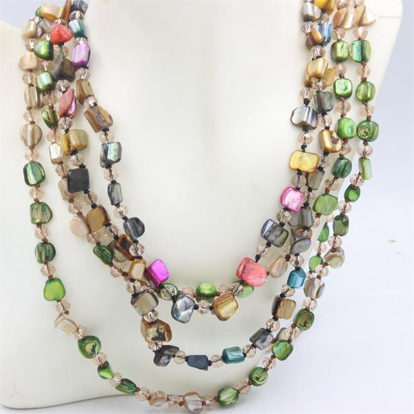 Tour de cou exagéré bijoux naturel teint coloré coquille Long collier pull à la main faisant pour la conception femmes fête breloques accessoires