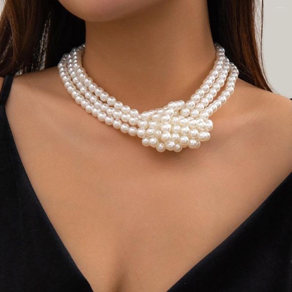 Collier ras du cou en perles d'imitation exagérées pour femmes, collier court tendance pour dames, collier de mariage sur le cou, accessoires cadeaux