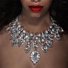 Ras du cou exagération multicouche strass grosse chaîne luxe cristal déclaration collier pour femmes Banquet bijoux accessoires