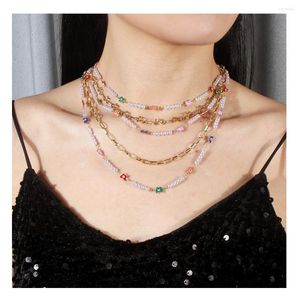 Ras du cou exquis multicouche émail papillon perle collier pour femmes clavicule chaîne colliers tendance bijoux esthétiques