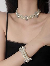 Choker Exquisite Pearl Bone Double Layer Fashion Ketting Armband