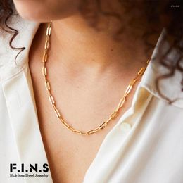 Gargantilla F.I.N.S, collares de cadena de eslabones de acero inoxidable para mujer, collar clásico Simple de clavícula, joyería Kolye