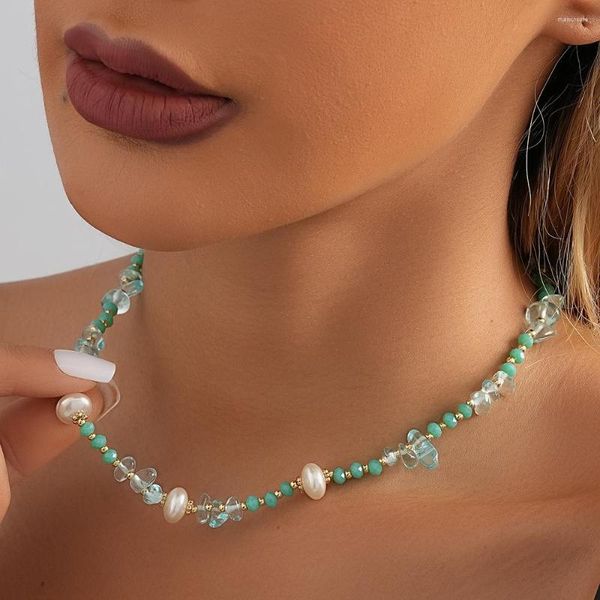 Gargantilla directa de fábrica, collar femenino de perlas de imitación de piedra Natural irregular, cadena de clavícula geométrica para mujer a la moda y encantadora