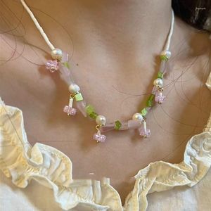 Choker Fairy Grunge ketting roze kralen met esthetische minimalistische Chocker Fairycore