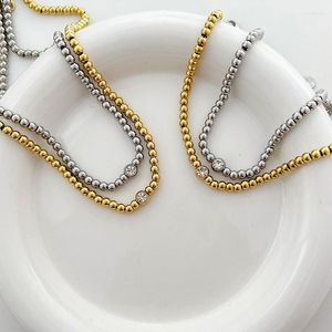 Ras du cou mode 14K plaqué or cubique zircone sphère perles colliers pour femmes filles colliers en métal étanche bijoux cadeau
