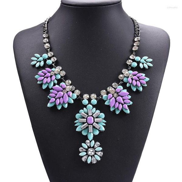 Tour de cou mode acrylique fleurs déclaration collier femmes bohème ethnique tribal pendentifs colliers Femme bijoux Vintage