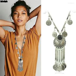 Ras du cou mode bohème pièce pendentif collier pour femmes fille alliage Vintage Long gland chandail chaîne bijoux cadeaux