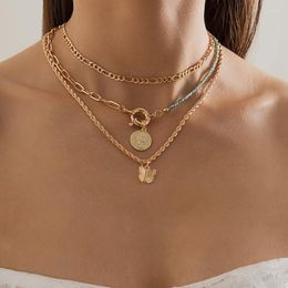 Ras du cou mode papillon collier femmes 2023 or chaînes perles colliers déclaration multicouche Hip Hop bijoux accessoires cadeau