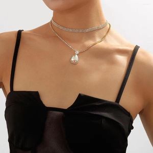 Tour de cou mode cristal pendentif collier goutte d'eau forme strass déclaration bijoux filles fête accessoires en gros