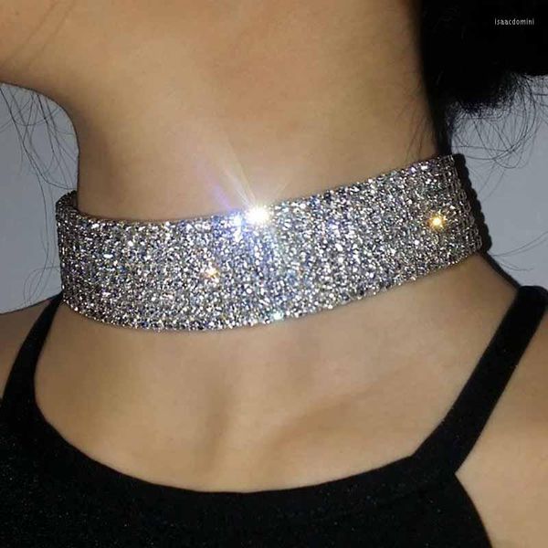 Ras du cou mode plein strass colliers pour femmes couleur argent cristal collier collier chaîne bal mariage bijoux cordon élastique