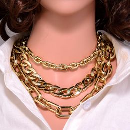 Tour de cou mode plaqué or acrylique chaînes sur le cou esthétique pour les femmes bavoir Collares Para Mujer bijoux cadeaux année Chokers