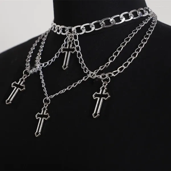 Collier ras du cou avec pendentif croix gothique pour femmes et filles, accessoires de Club Hip Hop Gypsy, bijoux