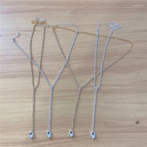 Choker Fashion Long Tassel Necklace Rhinestone Chain voor bruids trouwverklaring dikke Y Crystal Jewelry