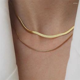 Choker Mode Multilayer Snake Chain Kettingen Voor Vrouwen Goud Kleur Visgraat Sleutelbeen Hals Kettingen 2024 Trendy Sieraden Geschenken