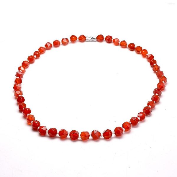 Gargantilla moda Chakra Natural cara ágata roja collar de cuentas de piedra para mujeres cornalina ónix piedras preciosas joyería