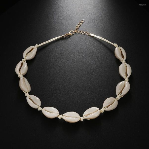 Gargantilla de moda de verano Natural, collar de cadena de cuerda de concha de playa, concha marina Simple bohemia para mujeres y niñas, regalo de joyería