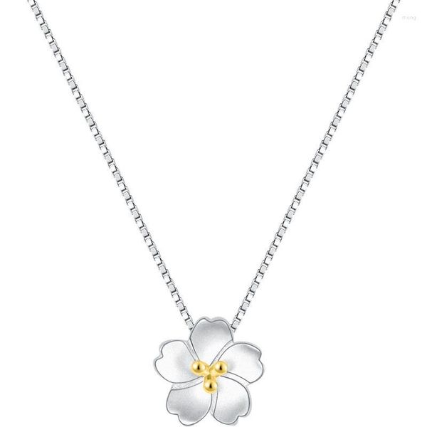 Gargantilla Collar De Moda Regalos Cadena Colgante De Flores De Cerezo Joyería Chapada En Plata Para Mujer