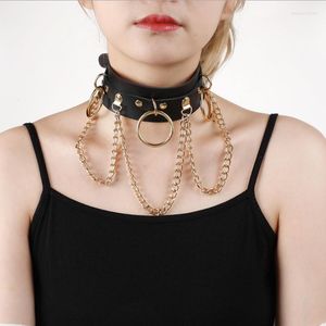 Tour de cou mode collier en cuir PU pendentif collier pour femmes Goth Punk chaîne Sexy tour de cou colliers Bondage cadeau E20