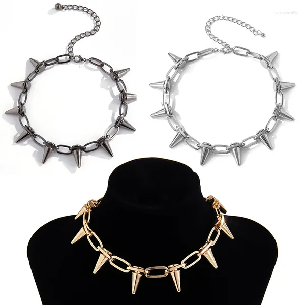 Choker Fashion Punk Gothic Harajuku Collier pour femmes faits à la main pour Spike Rivet Female Colliers de chaîne Exagération Bijoux rock