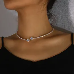 Halsband Mode Strass Herz Kragen Halskette Für Frauen Einfache Offene Drehmomente Schmuck Zubehör