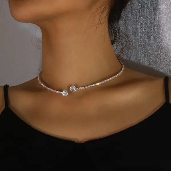 Collier ras du cou en strass pour femmes, collier en forme de cœur, Simple, couples ouverts, accessoires de bijoux