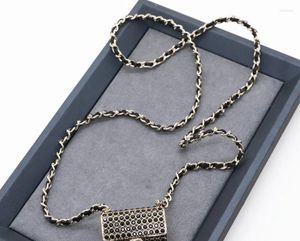 Collier ras du cou en cuir cristal, petit sac, mode Senior Sense, noir et blanc, deux couleurs