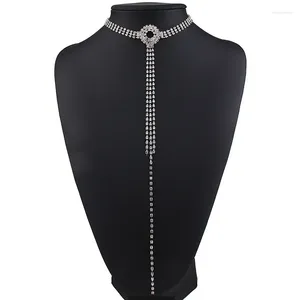 Choker Fashion Sexy Crystal Colliers Long Tassel Déclaration