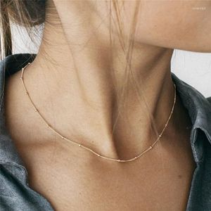 Collier ras du cou Simple en perles dorées, chaîne courte, pendentif en perles délicates, cadeau pour femmes