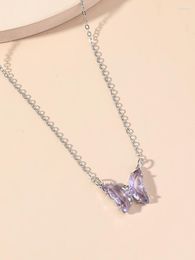 Choker Fashion Women's Simple Temperament Butterfly Pendant Necklace Crystal Fine Jewelry