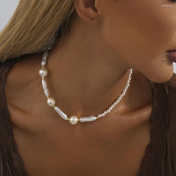Collier ras du cou créatif à la mode pour femmes, Imitation de perles irrégulières, Style bohémien, pur tissé à la main, bijoux 2023