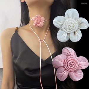 Choker Bloemen Kraag Ketting Bloem Sleutelbeenkettingen Stof Camellia's Sieraden Ornamenten