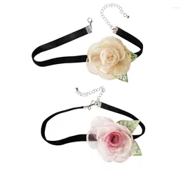 Choker Bloemenketting Elegante korte stijlvolle nekband Stofmateriaal Perfect cadeau voor vrouwen en meisjes