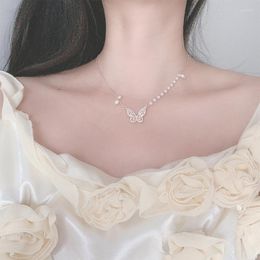 Tour de cou forêt conception naturelle sentiment de Zircon papillon collier de perles mode petit tempérament frais clavicule chaîne femmes bijoux