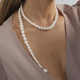 Choker Franse Retro Drop Shape Hanger Ketting Voor Vrouwen Imitatie Parel Dames Sleutelbeen Ketting Sieraden Groothandel