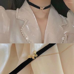Choker Frans sexy Harajuku Lace Up Butterfly Black Vintage Punk Gothic Chain Necklace For Women Girl Jewelry