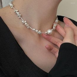 Choker Franse Vinge Geometry Harajuku Barokke Parel Kralen Ketting Voor Vrouwen Esthetische Koreaanse Mode Eenvoudige Vintage Speciale Sieraden